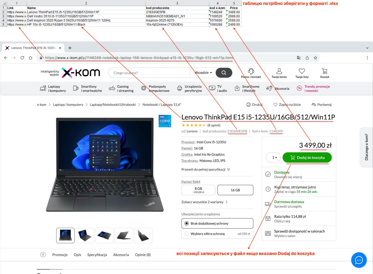 парсинг сайту x-kom.pl